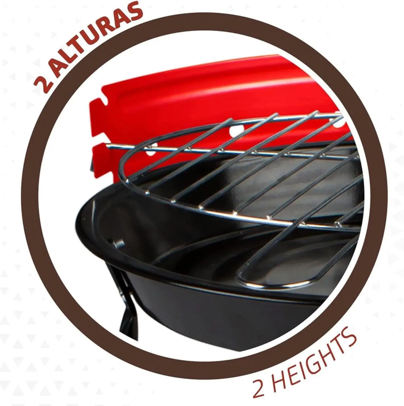 Barbacoa de Carbon Redonda, Acero, desmontable. 37x44 cm altura ajustable 5/5