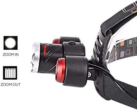 Lanterna de cabeça LED recarregável ML T6 + 2X COB Zoom à prova de água 4/5