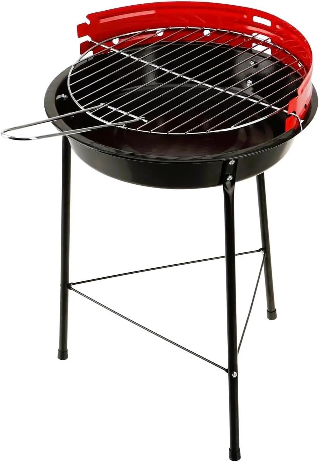 Barbacoa de Carbon Redonda, Acero, desmontable. 37x44 cm altura ajustable 4/5