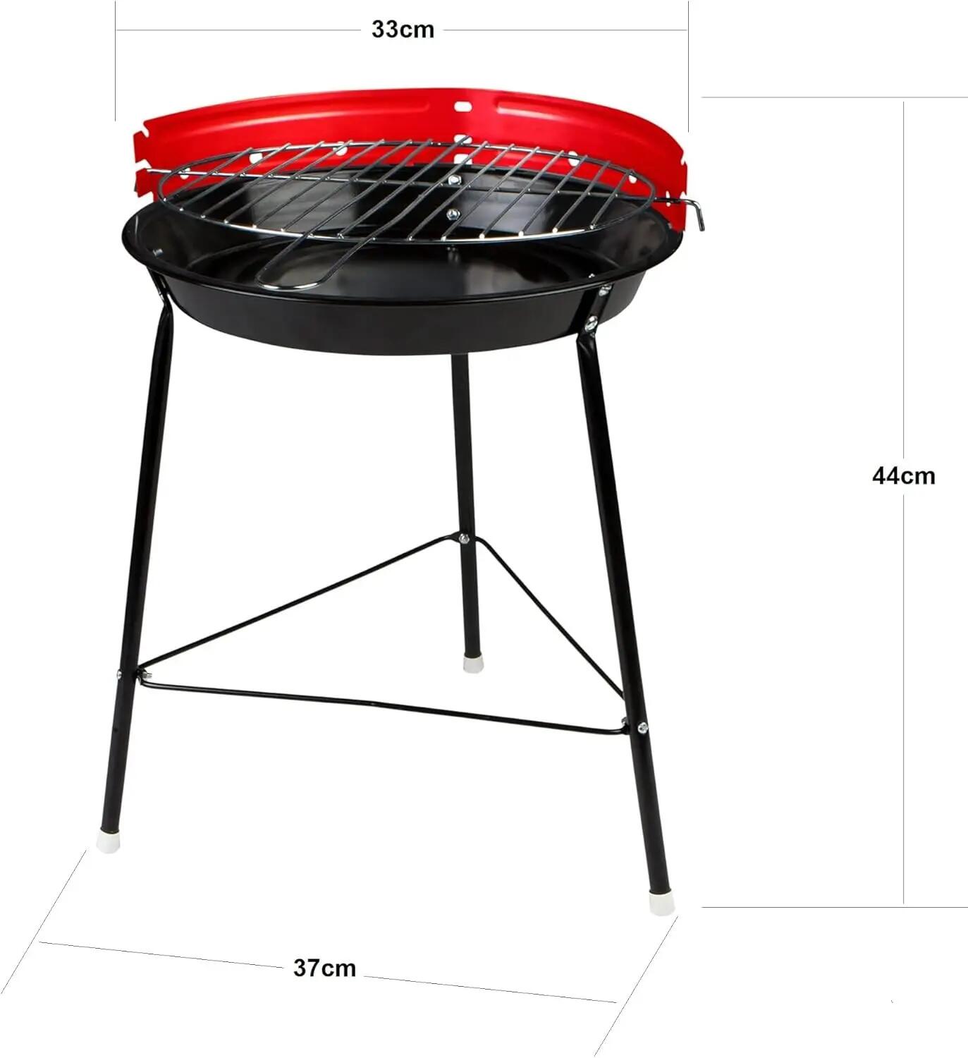 Barbacoa de Carbon Redonda, Acero, desmontable. 37x44 cm altura ajustable 3/5