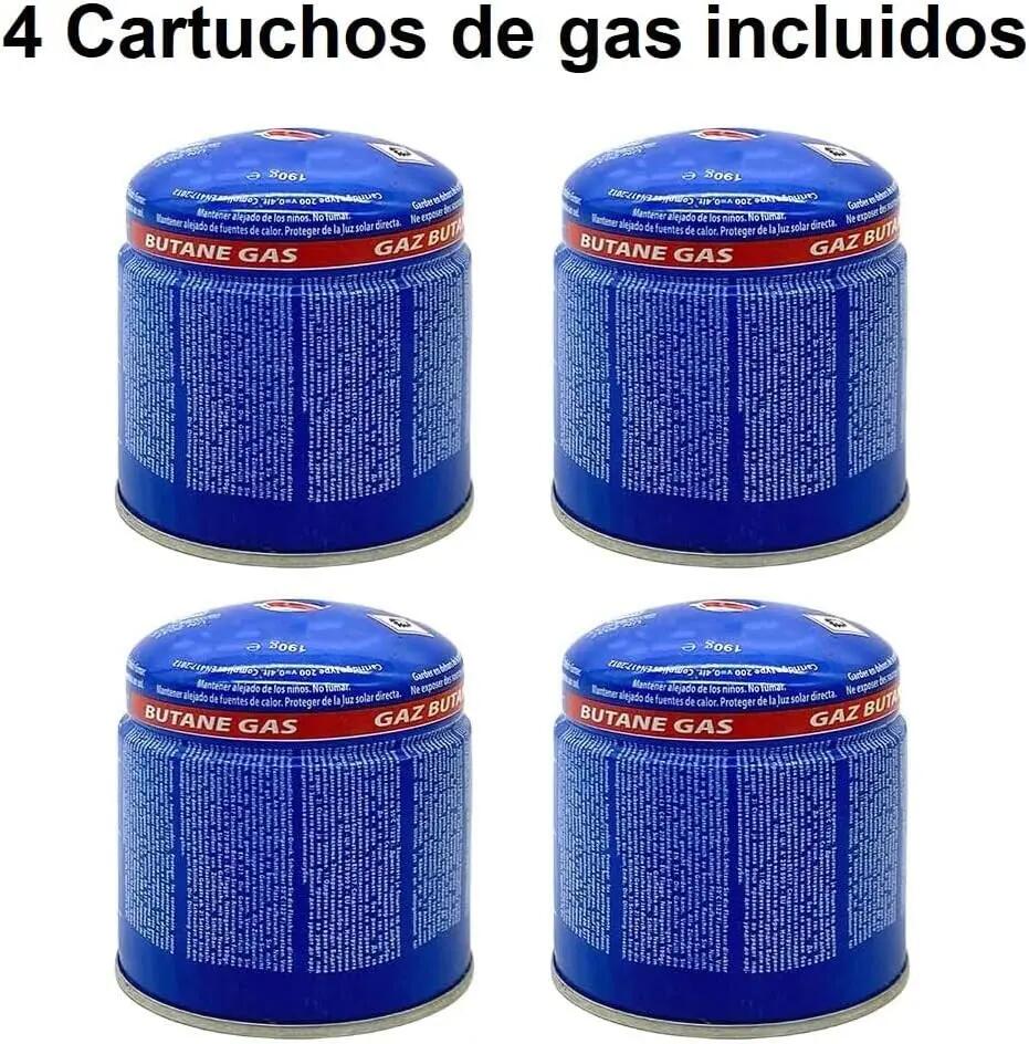 Hornillo de camping Mini-hornillo portátil cocinilla + 4 cartuchos de 190 gr 4/7