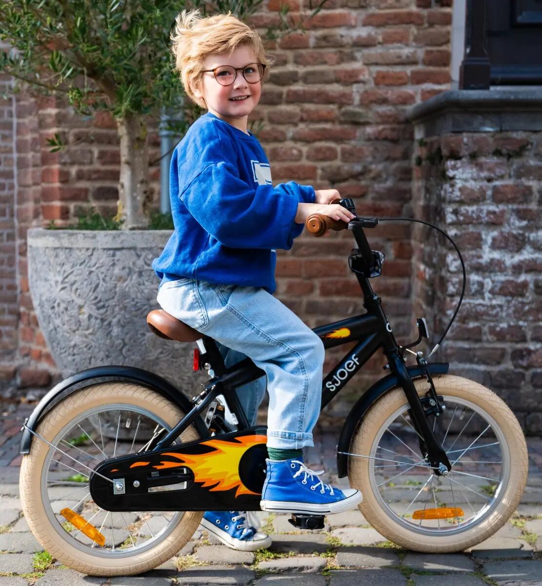 Cruise Jongensfiets 16 inch - Kinderfiets 4-6 jaar - Fiets & Zijwieltjes – Zwart 3/14