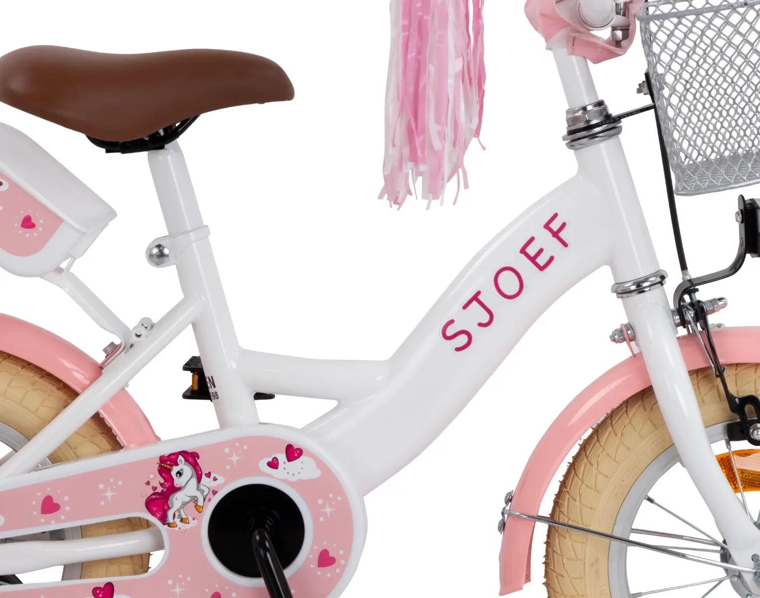 Dolly Meisjesfiets 12 inch - Kinderfiets 2-4 jaar - Fiets & Zijwieltjes – Wit 12/14