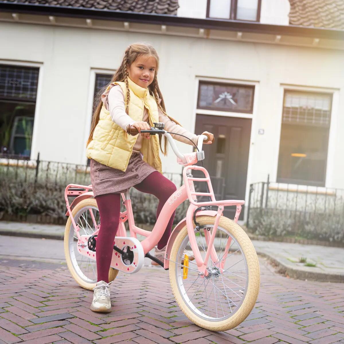 Classic Meisjesfiets 20 inch - Kinderfiets 6-8 Jaar - Rekje & Standaard – Roze 3/15