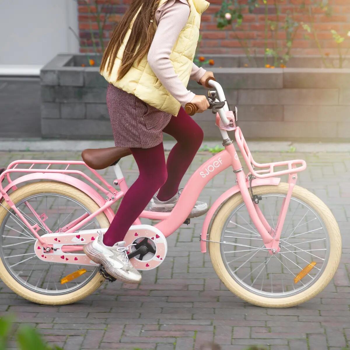 Classic Meisjesfiets 20 inch - Kinderfiets 6-8 Jaar - Rekje & Standaard – Roze 12/15