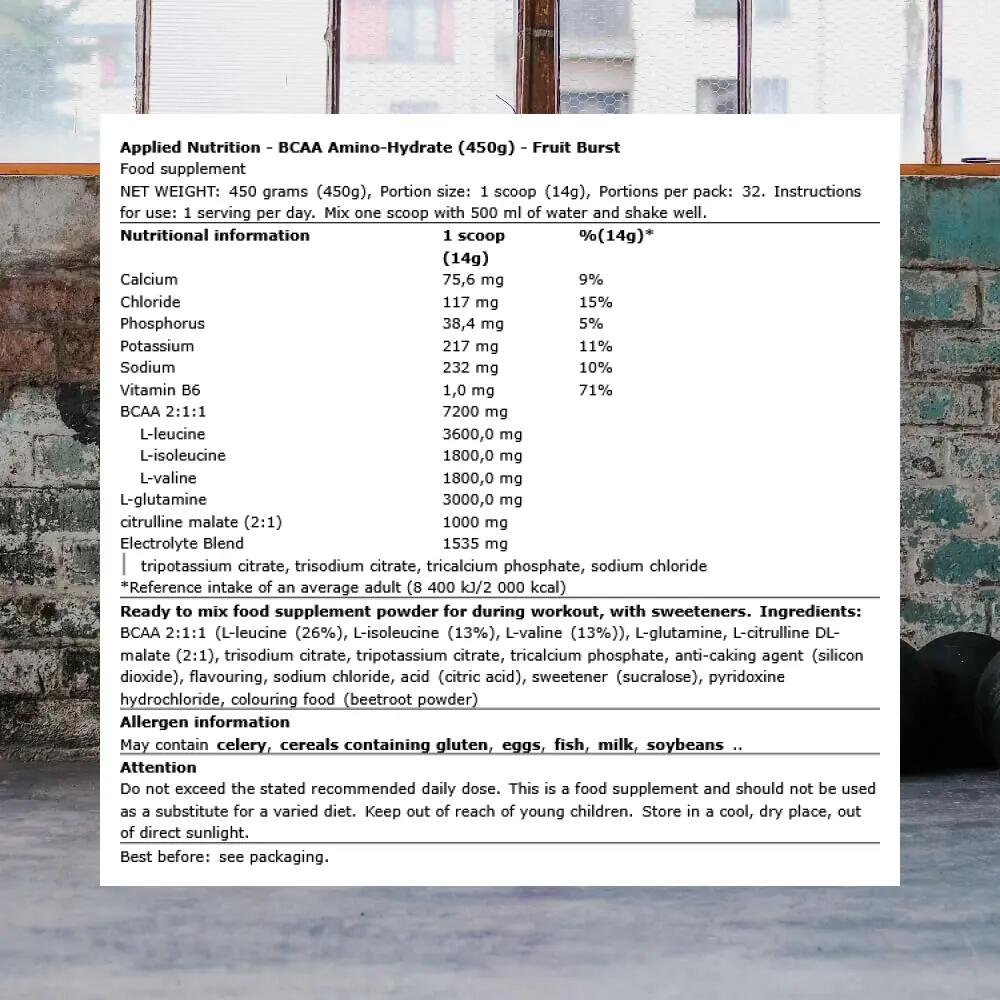 Applied Nutrition BCAA Amino-Hydrate (450g) Fruit Burst - Acides aminés - BCAA 3/3