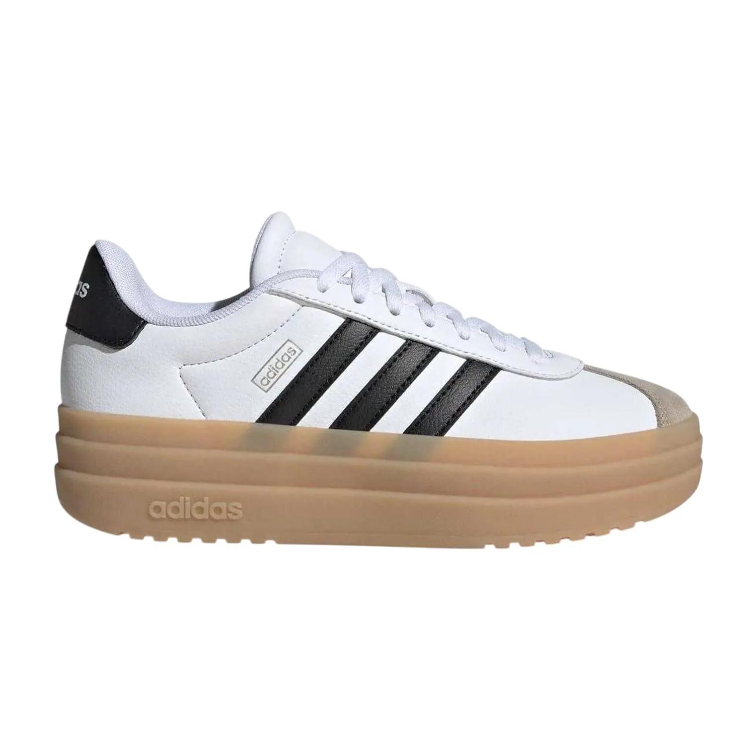Adidas Girls Court Bold 3 Stripes Leather Platform Trainers
