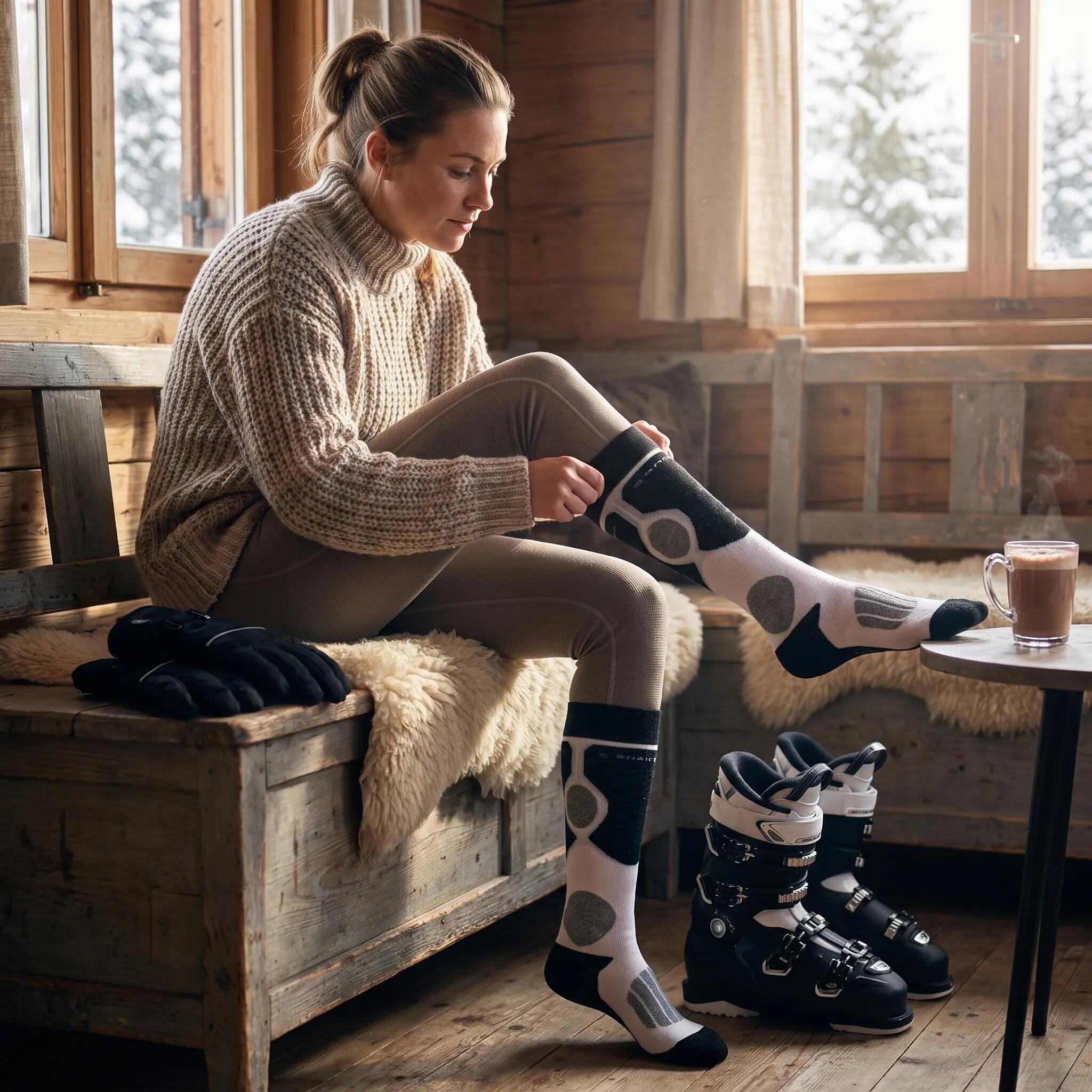 Damen & Herren Ski Skisocken mit Wollanteil, Komfortpolsterung und Klimasohle 5/7