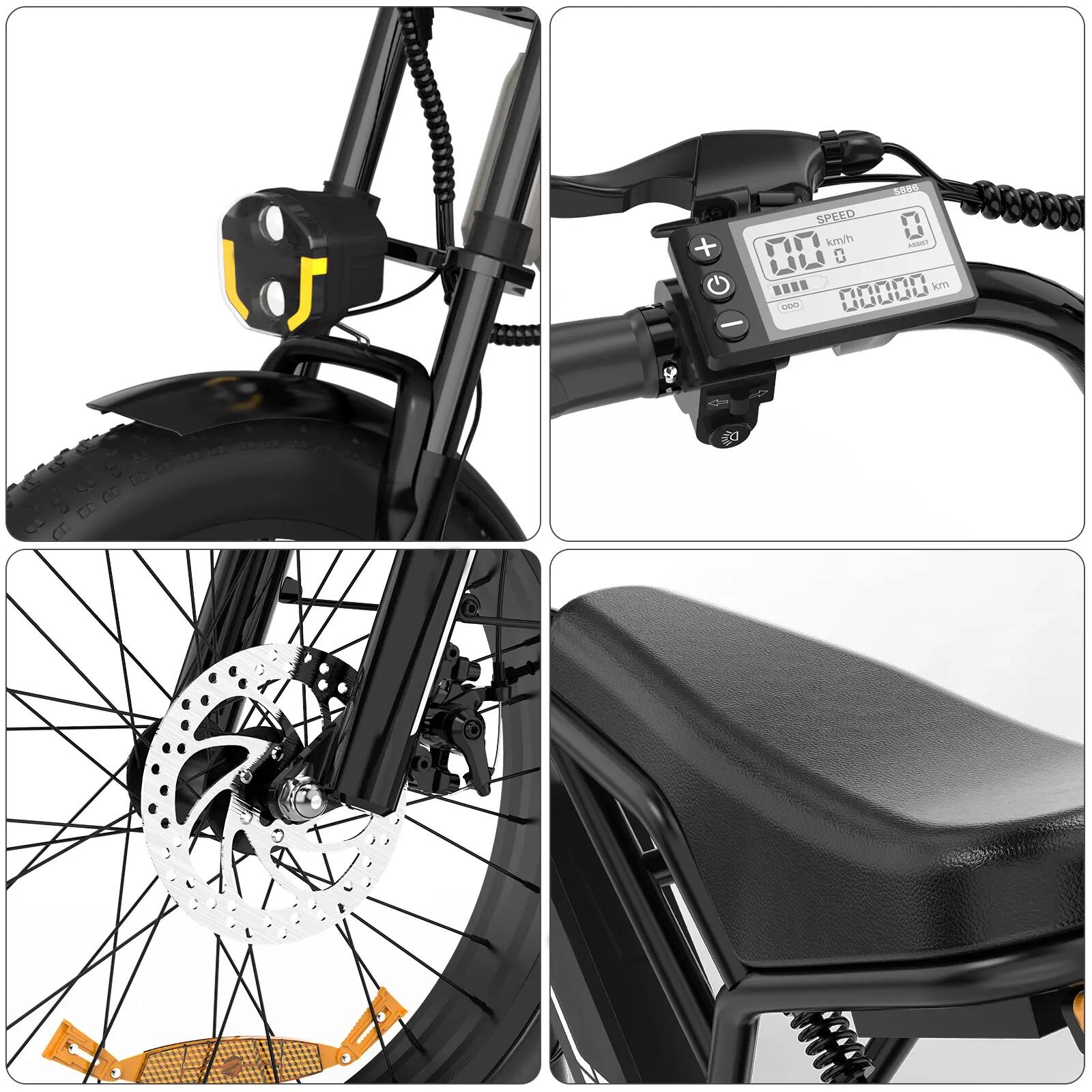Elektromos Fat Bike 20×4.0, 250W, Kivehető 36V 12Ah Akkumulátor 6/6