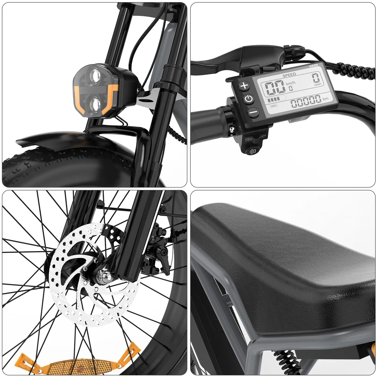E-Bike Fatbike 20 Zoll, Moped-Style City E-Bike, Elektrofahrrad,4.0 Reifen,BK29G 6/6