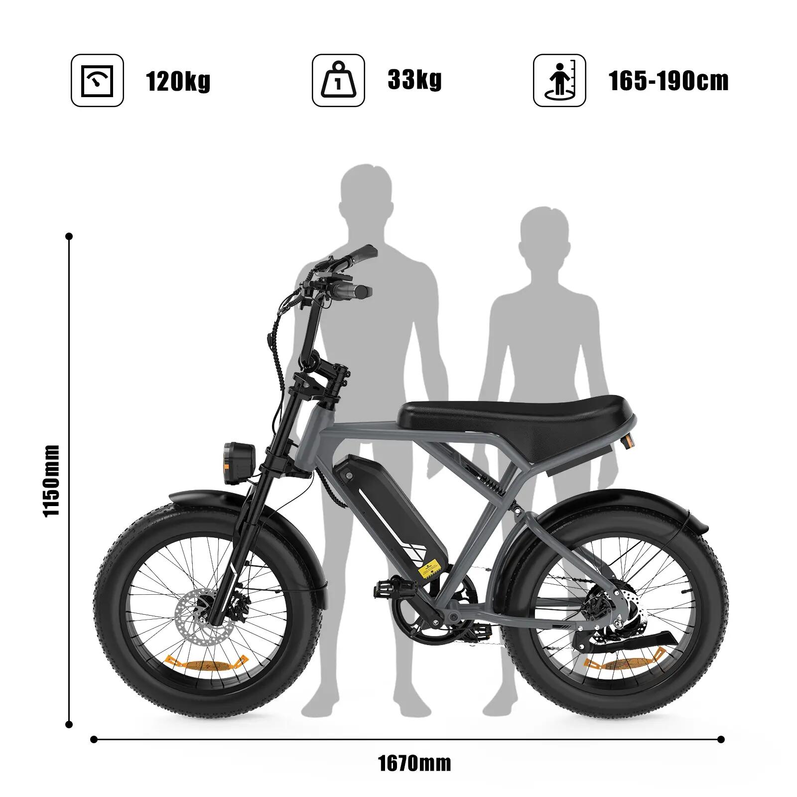 E-Bike Fatbike 20 Zoll, Moped-Style City E-Bike, Elektrofahrrad,4.0 Reifen,BK29G 2/6