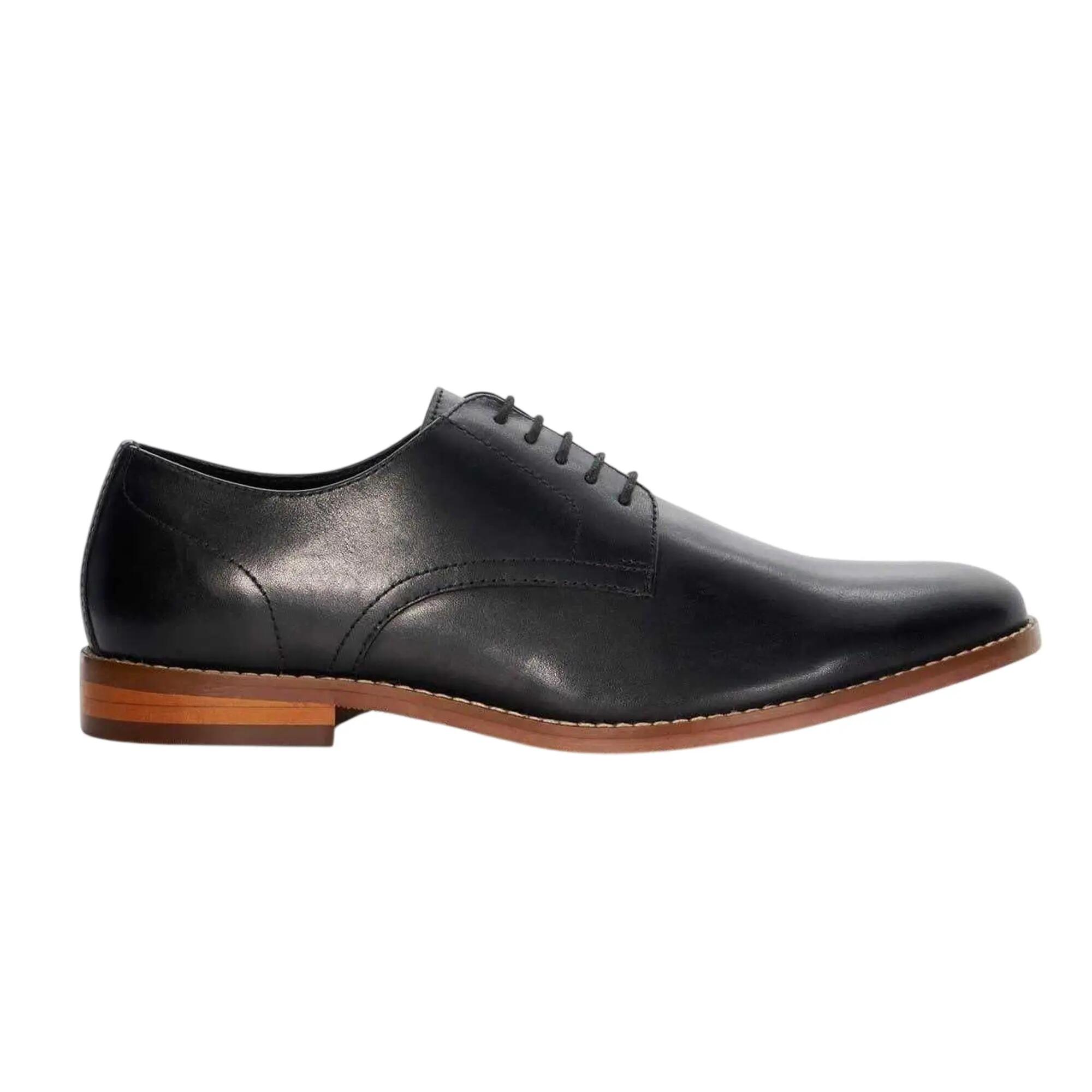 Dune London Mens Solomon Leather Stack Heel Derby Shoes