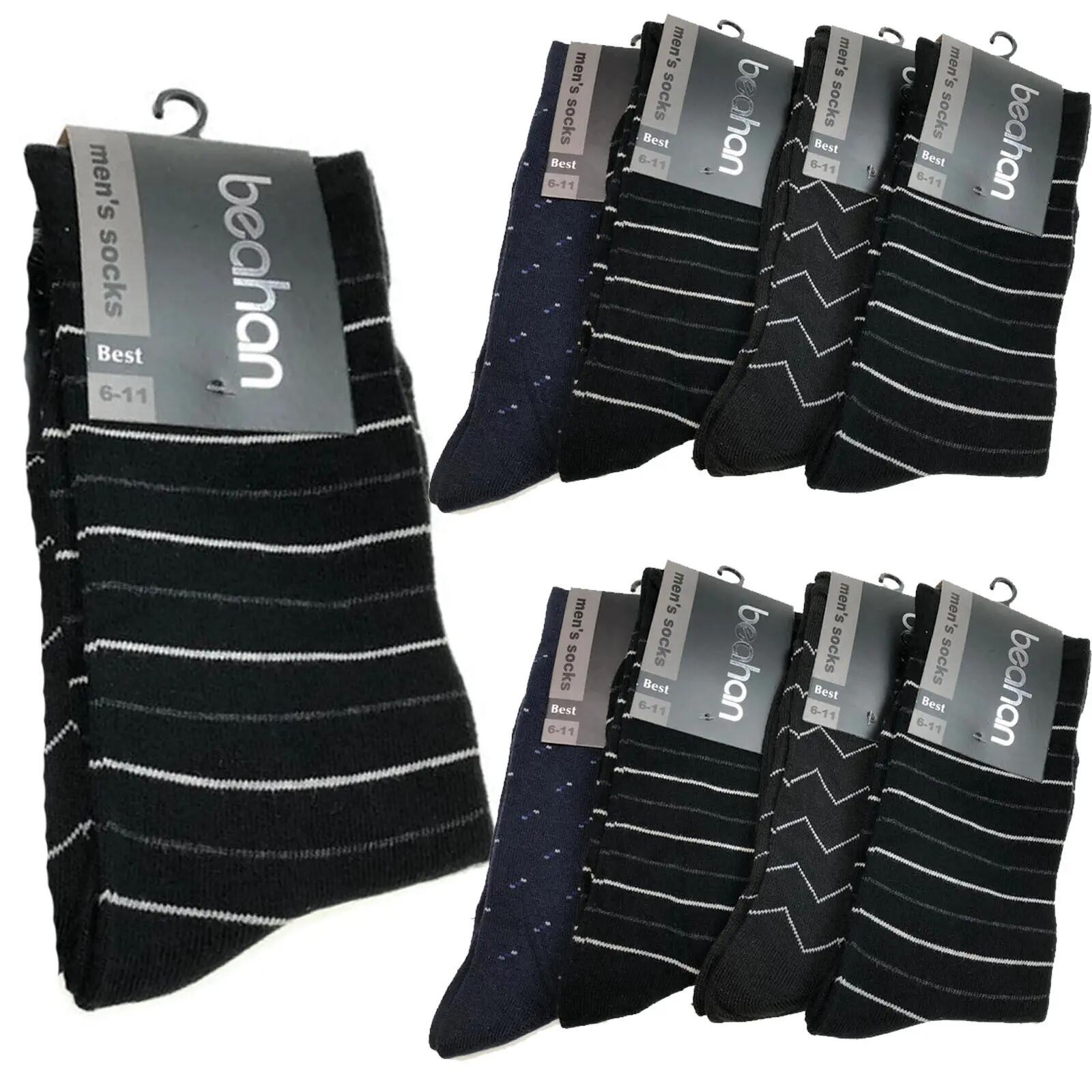 9 Pairs COTTON BUSINESS SOCKS Mens Dress Crew Plain Work Casual  BULK - Assorted
