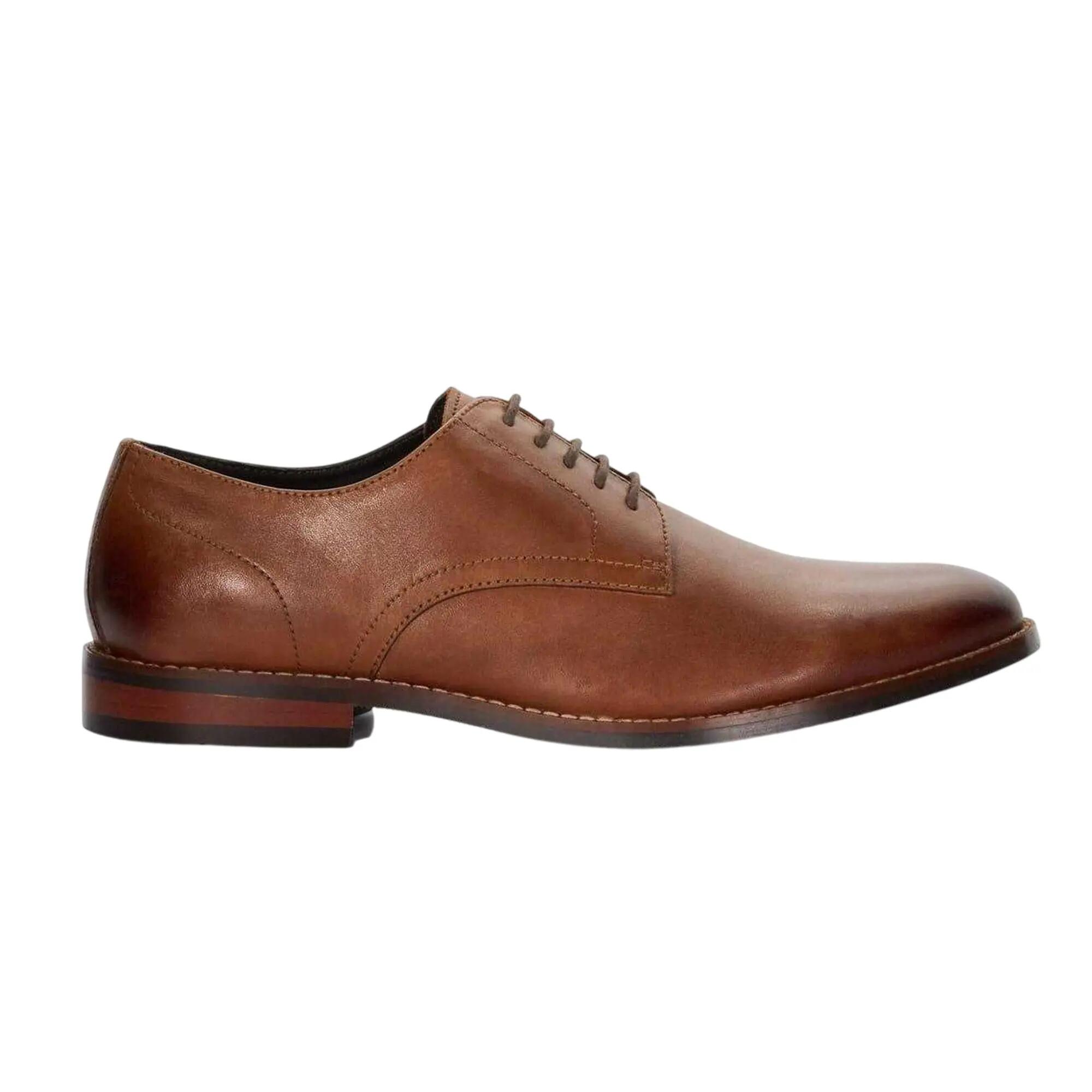 Dune London Mens Solomon Leather Stack Heel Derby Shoes