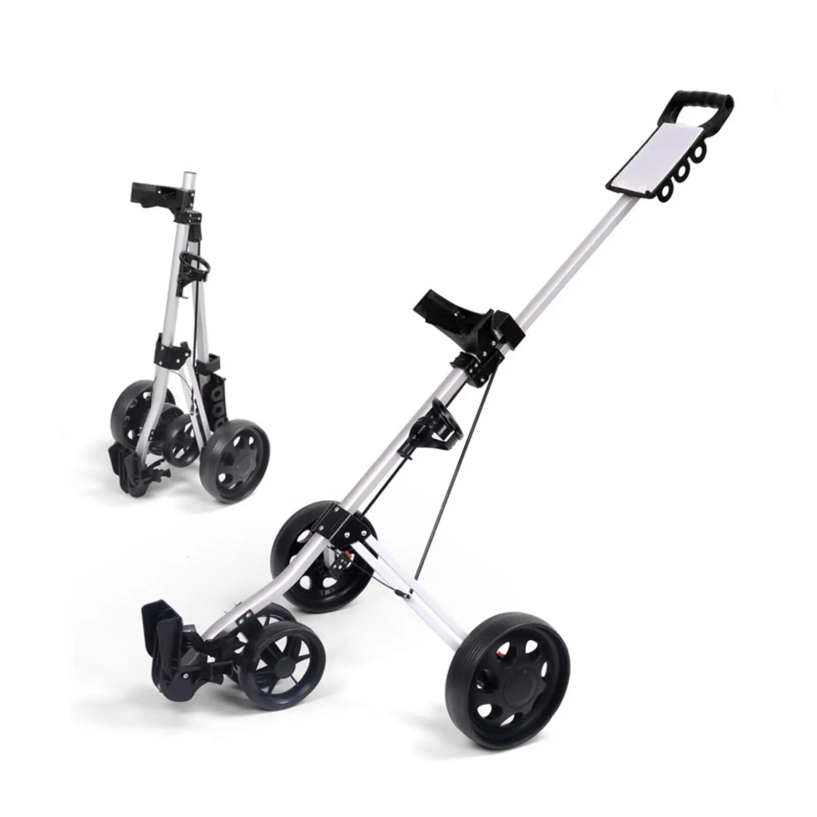 FitnessLab 4 Wheels Golf Trolley Buggy Foldable Golf Bag Cart with Footbrake