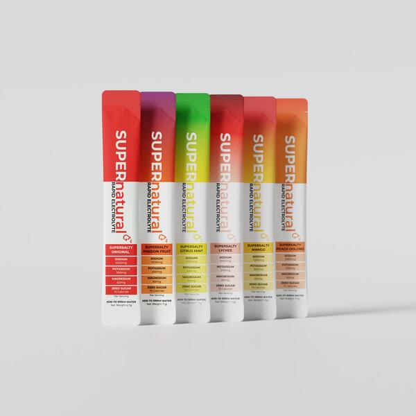 Pack of mixed flavour electrolyte drink mix