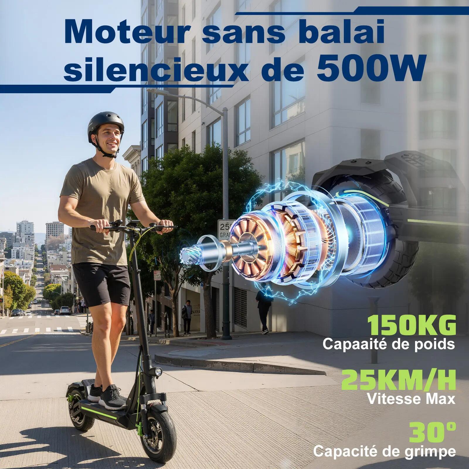 Trotinete elétrica TODIMART D6 para adulto, com travões de disco duplos 3/6