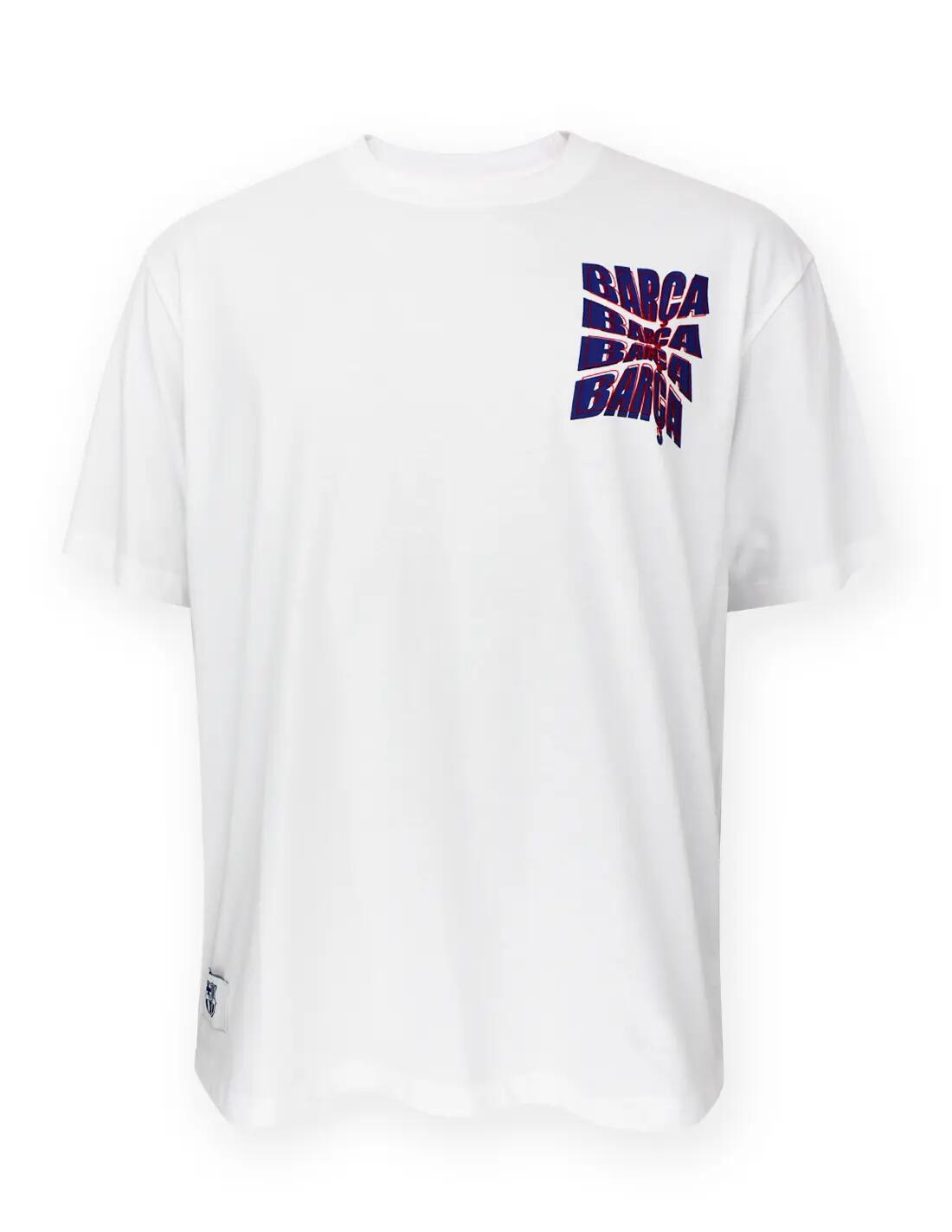 Camiseta FC Barcelona Adulto Oversize Blanca Gráfico 2/4