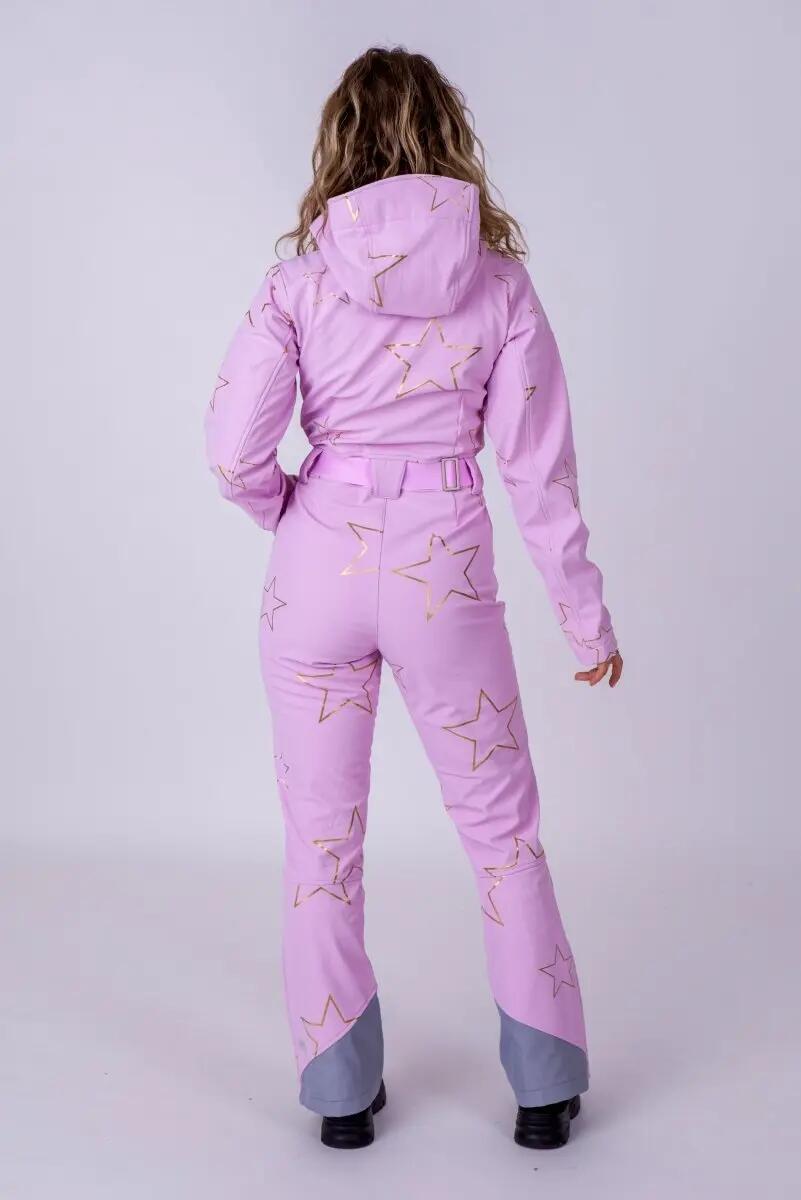 Costum de schi șic - Roz cu stele aurii 3/6