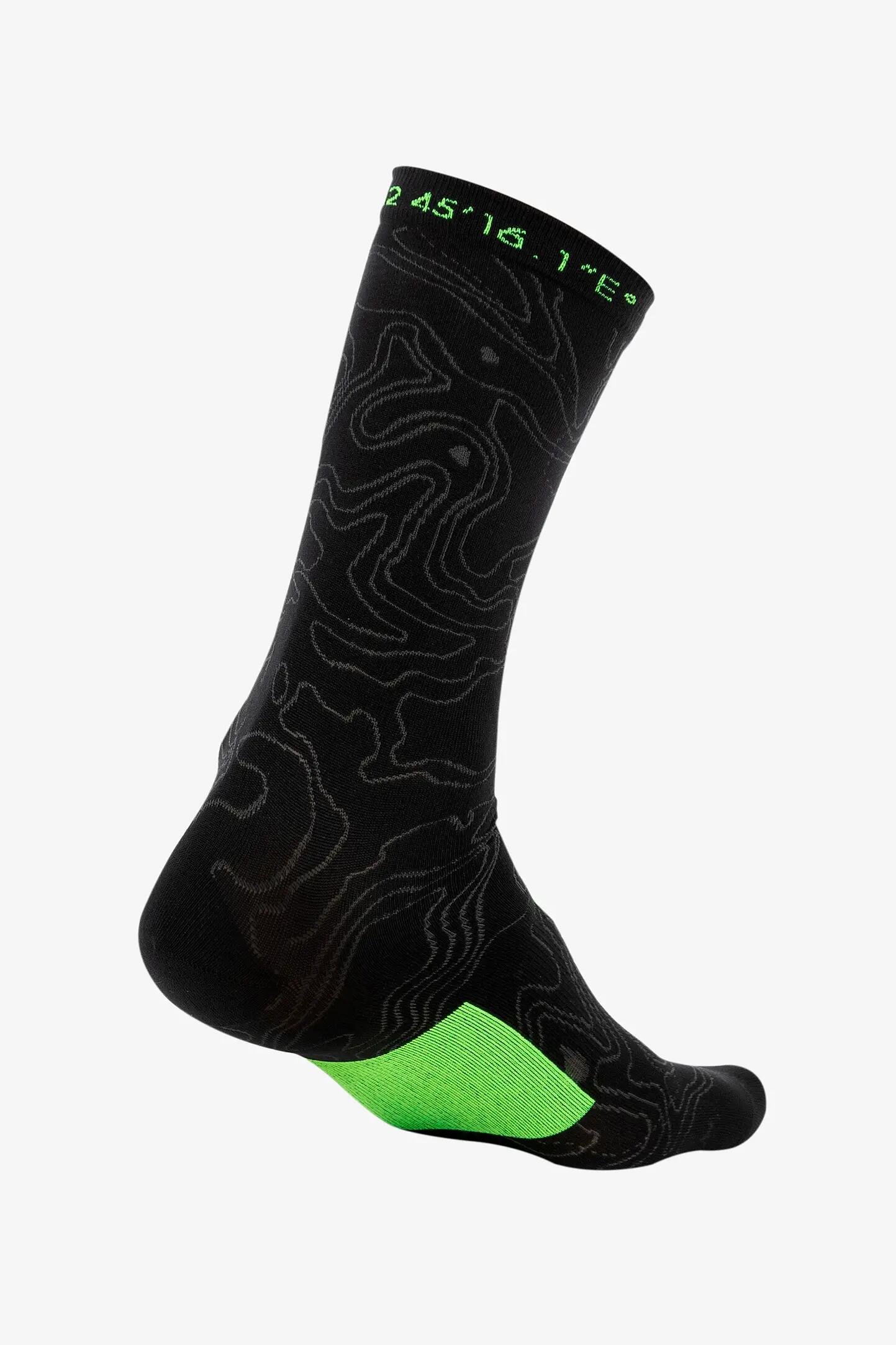 meias - motocross - homem - conforto e bom ajuste - preto e verde-claro 2/2