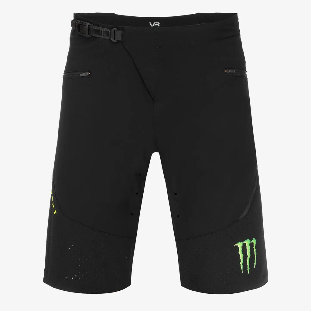 Men's MTB shorts - mid waistband, integrated belt, cargo pockets - black