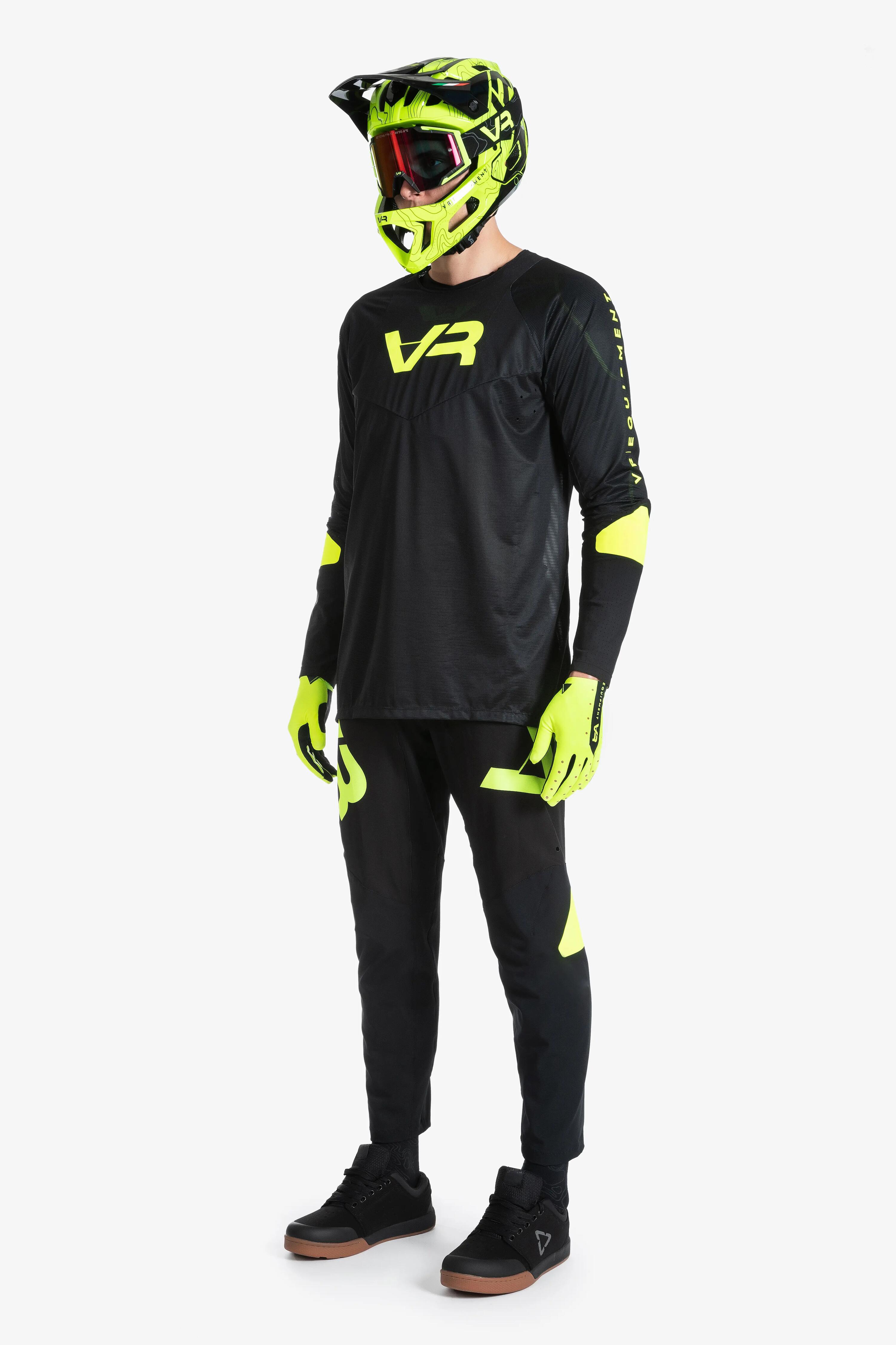 T-shirt de manga comprida - Motocross - Homem - Reflectante - Preto/Verde fluo 6/6