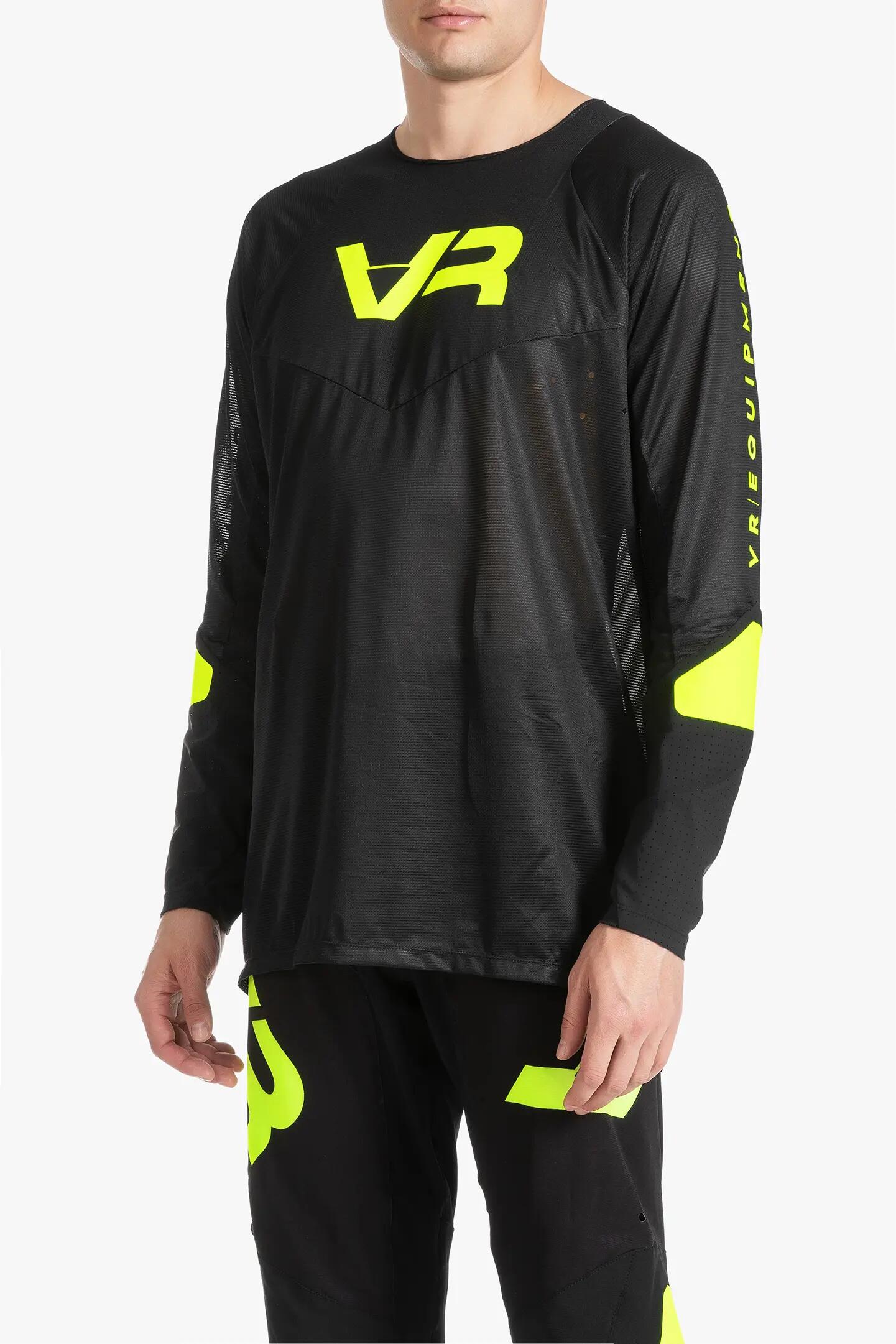 T-shirt de manga comprida - Motocross - Homem - Reflectante - Preto/Verde fluo 3/6