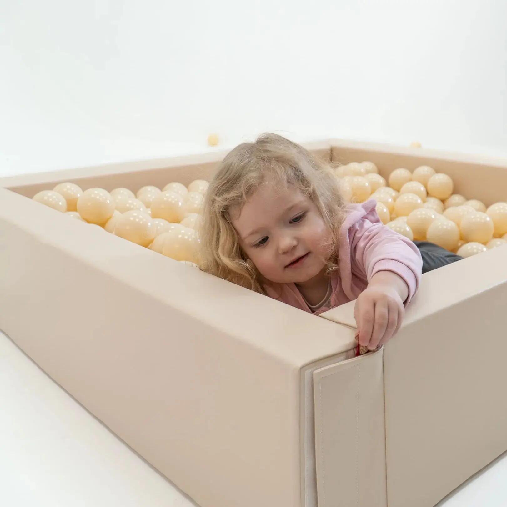 Baby & Kleinkind Bällebad Quadratisch Schaumstoff Beige 4/7