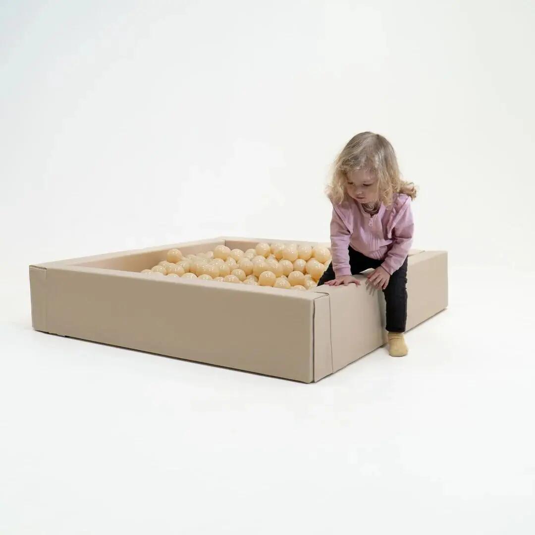 Baby & Kleinkind Bällebad Quadratisch Schaumstoff Beige 3/7