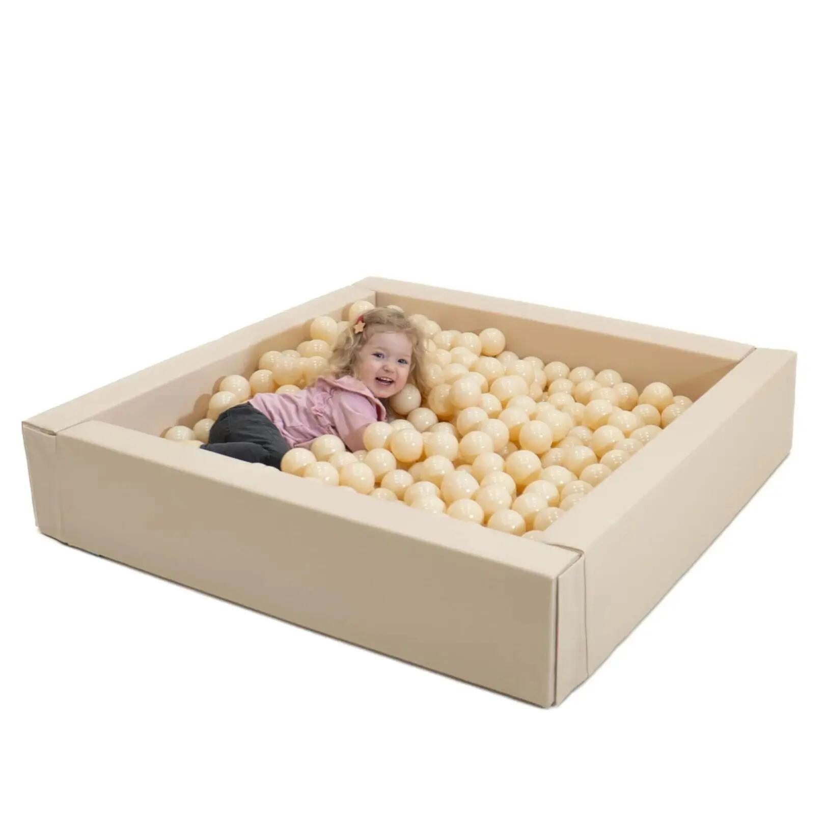 Baby & Kleinkind Bällebad Quadratisch Schaumstoff Beige 2/7