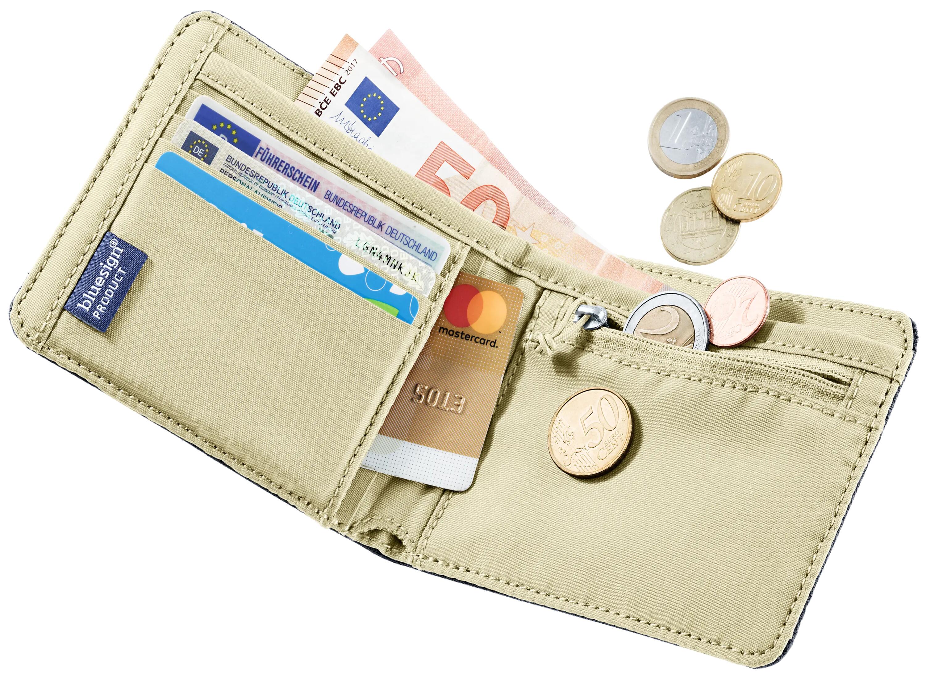 Cartera compacta - 4 ranuras, monedero con cremallera - beige 2/3