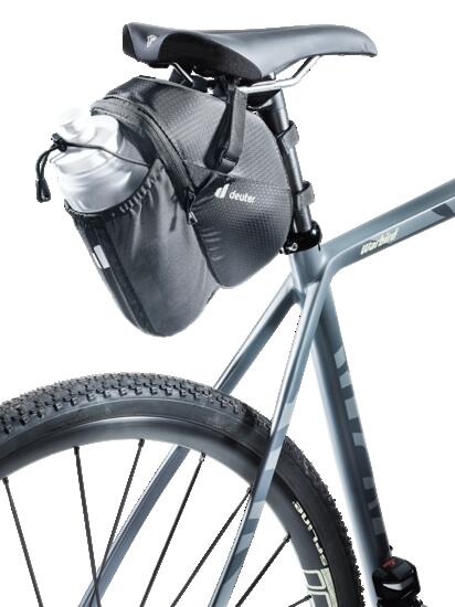borsa da sella - ciclismo - minimalista leggera con tasca per borraccia - nero