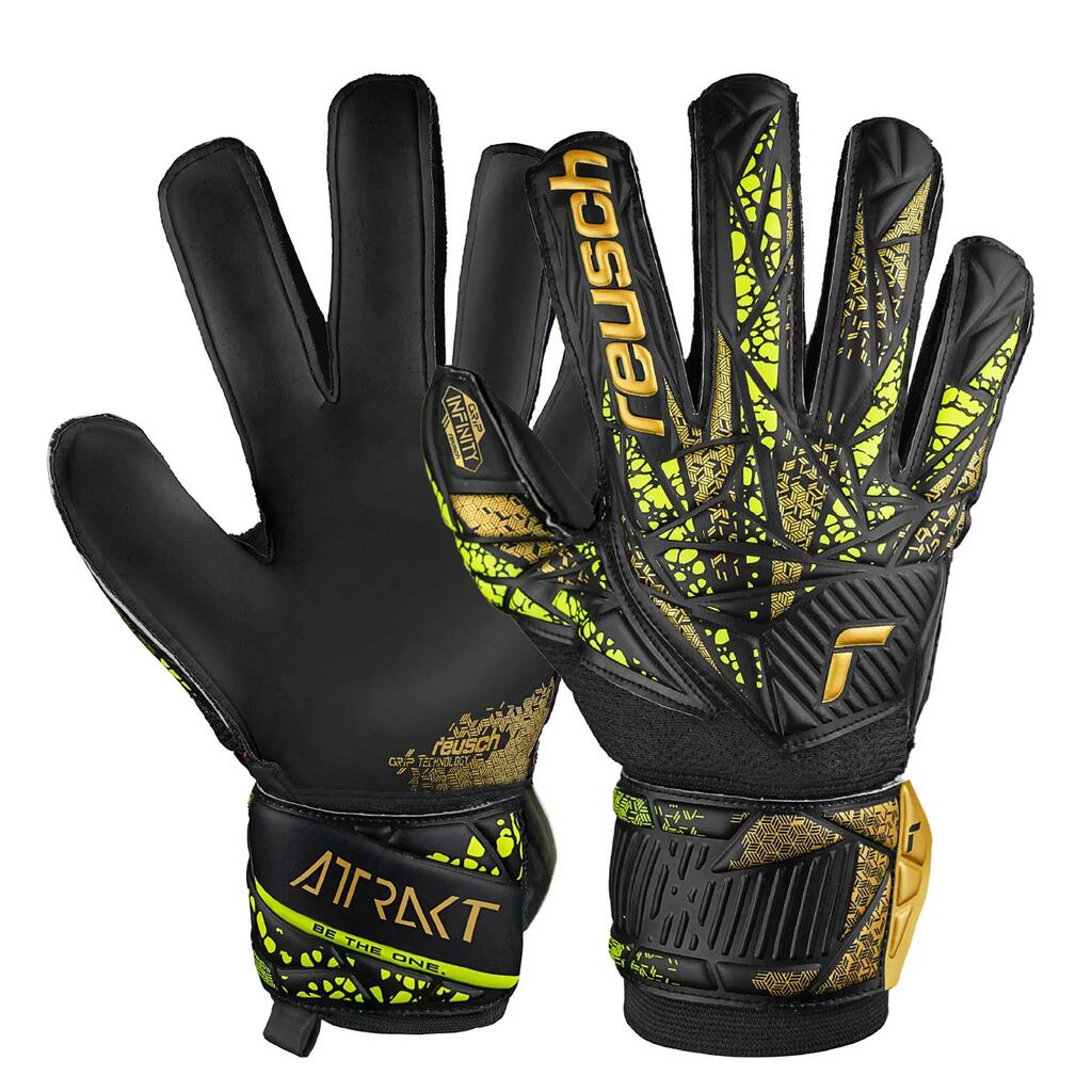 Unisex Adult Attrakt Infinity Goalkeeper Gloves (Black/Yellow/Golden)