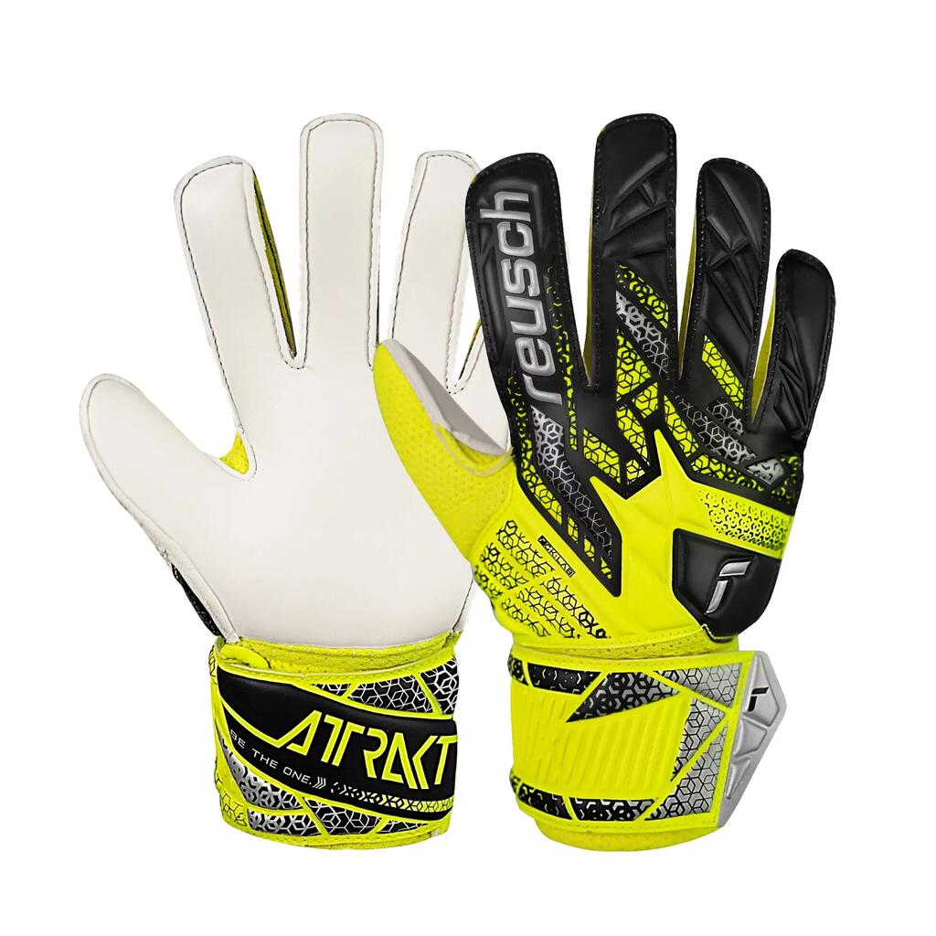Childrens/Kids Attrakt Solid Goalkeeper Gloves (White/Black/Green)