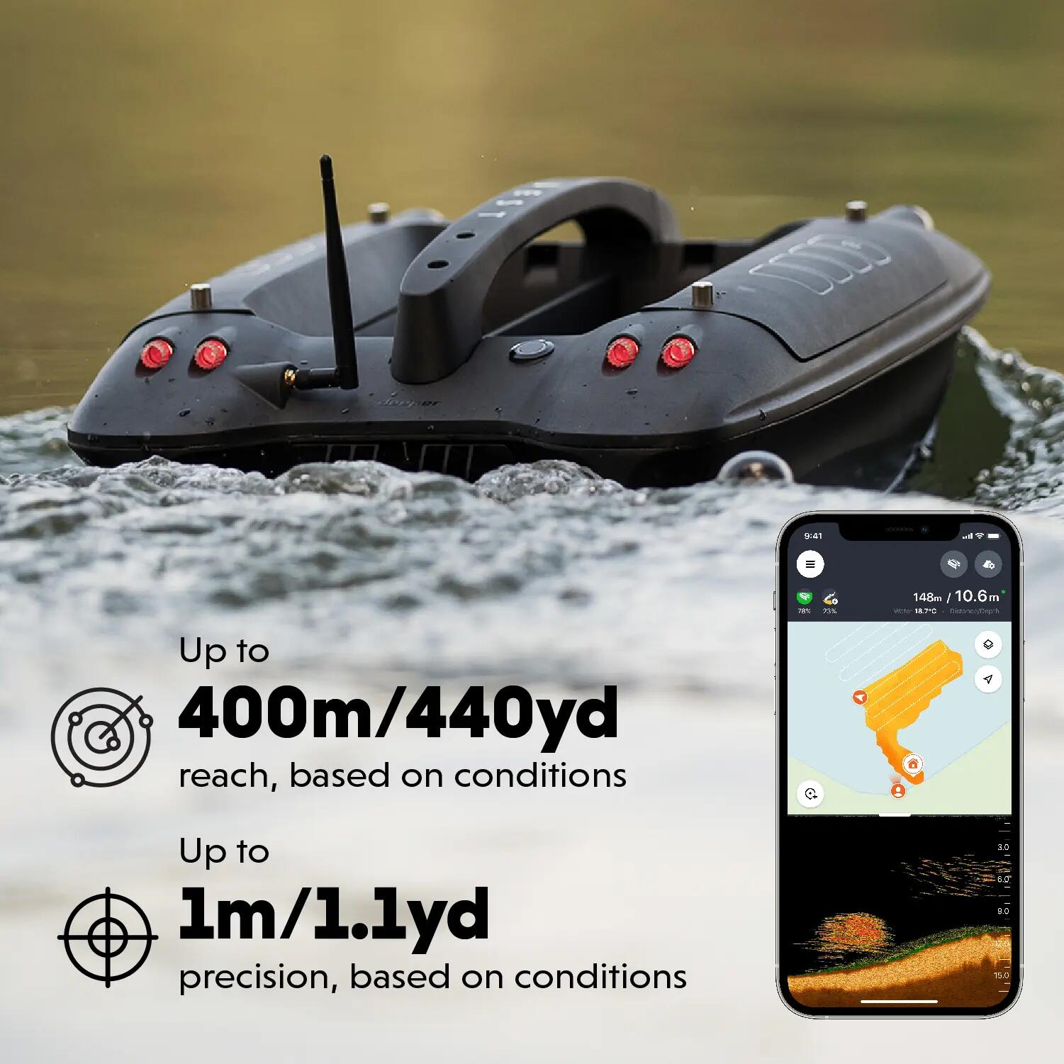 Deeper Quest voerboot met CHIRP-sonar en GPS-autopiloot 3/7