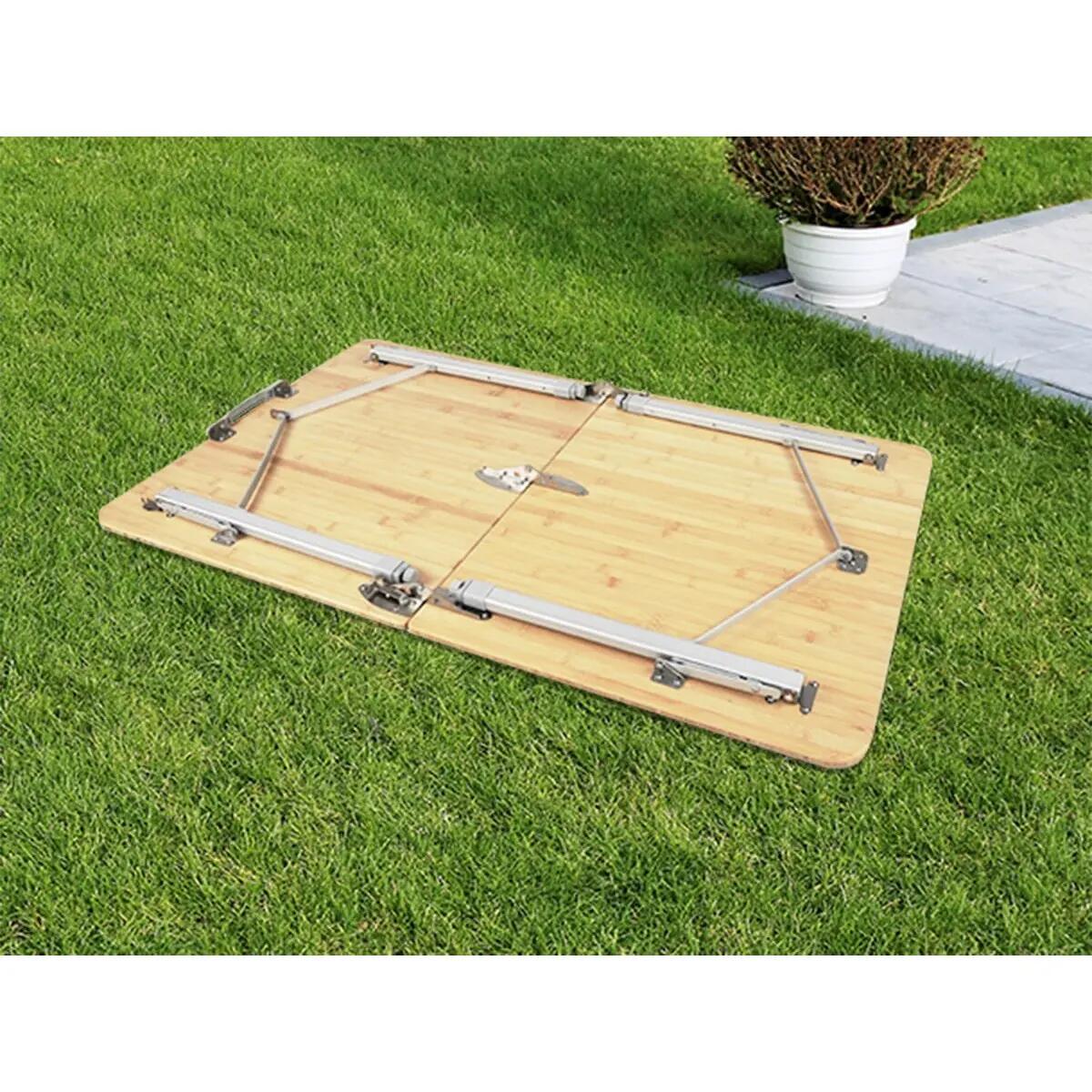 Seconde vie - Table de Camping Tolja - Pliante Bambou et Aluminium - 120x70 cm 8/14