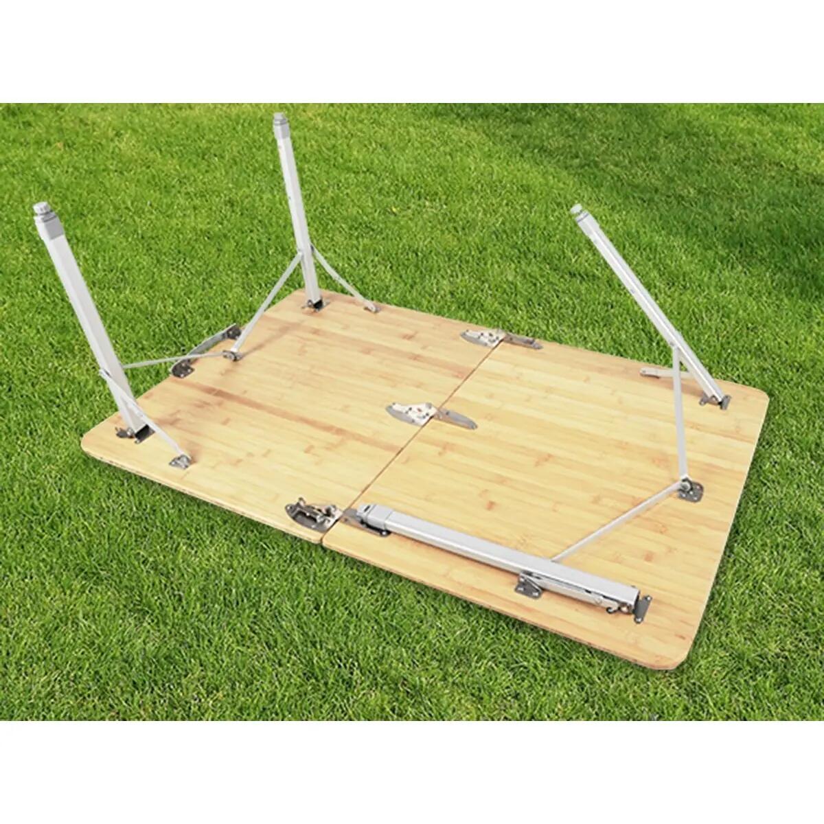 Seconde vie - Table de Camping Tolja - Pliante Bambou et Aluminium - 120x70 cm 7/14