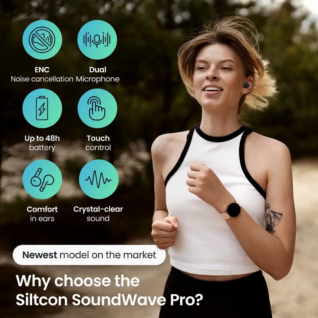 Oordopjes SoundWave Pro Sport – Bluetooth 5.3, ENC – Zwart 5/11