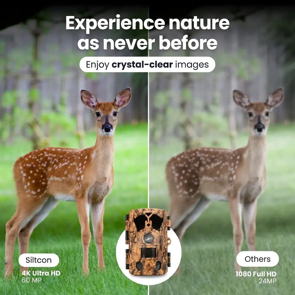 Caméra de chasse 4K 60 MP vision nocturne carte SD 64 Go 5/15