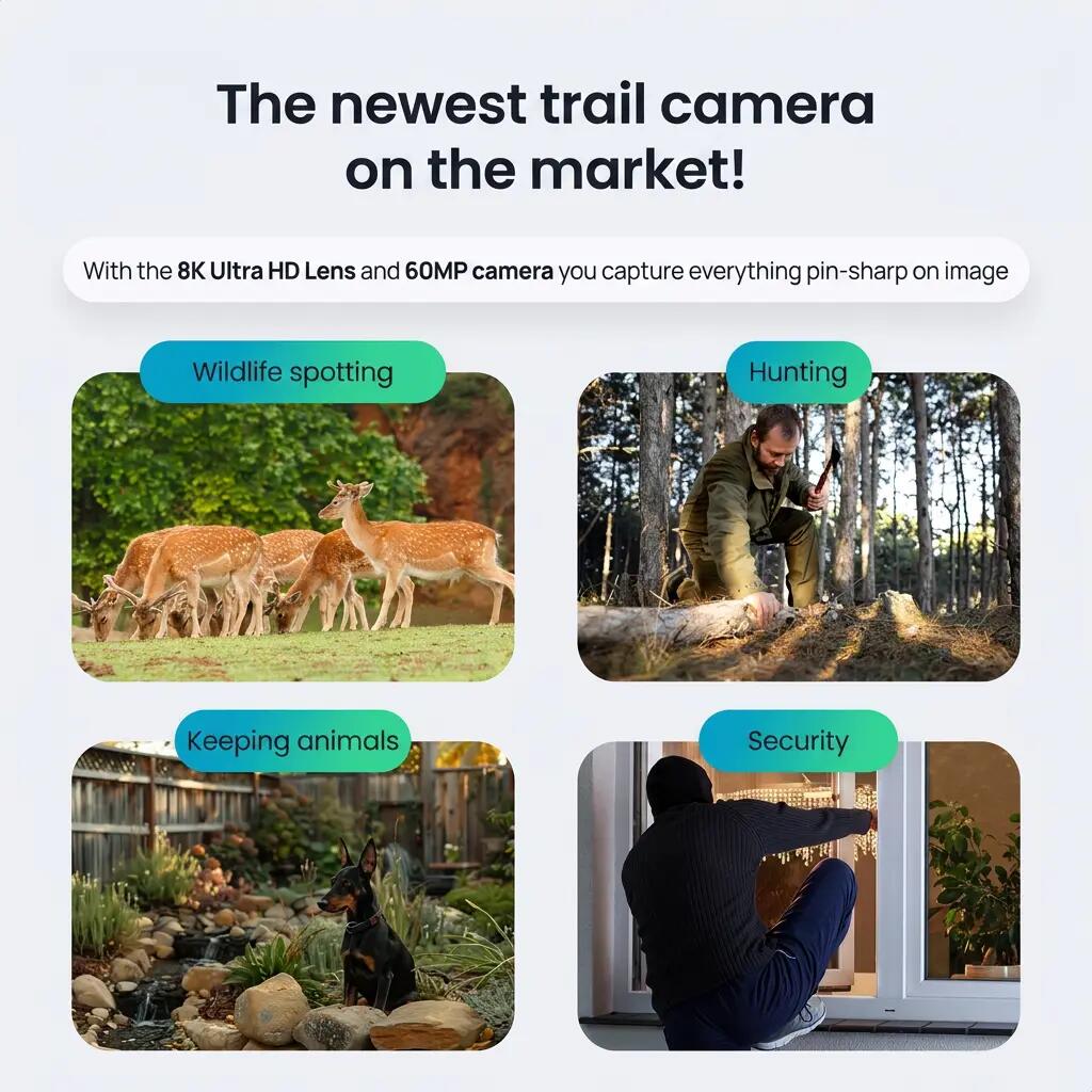 Wildkamera 8K 60 MP WLAN Solarpanel 128 GB SD-Karte 5/15