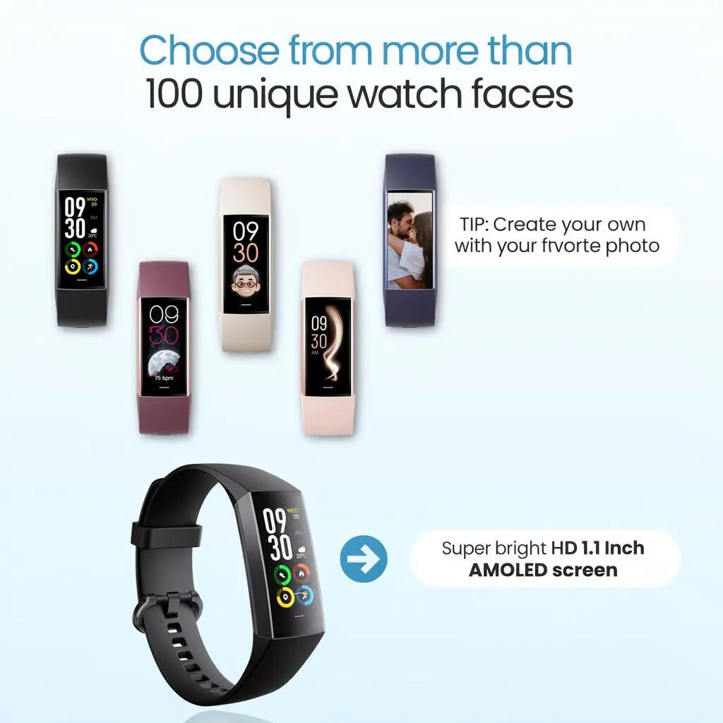 Bracelet d’activité Pro AMOLED cardiofréquencemètre 2 bracelets noir 11/14