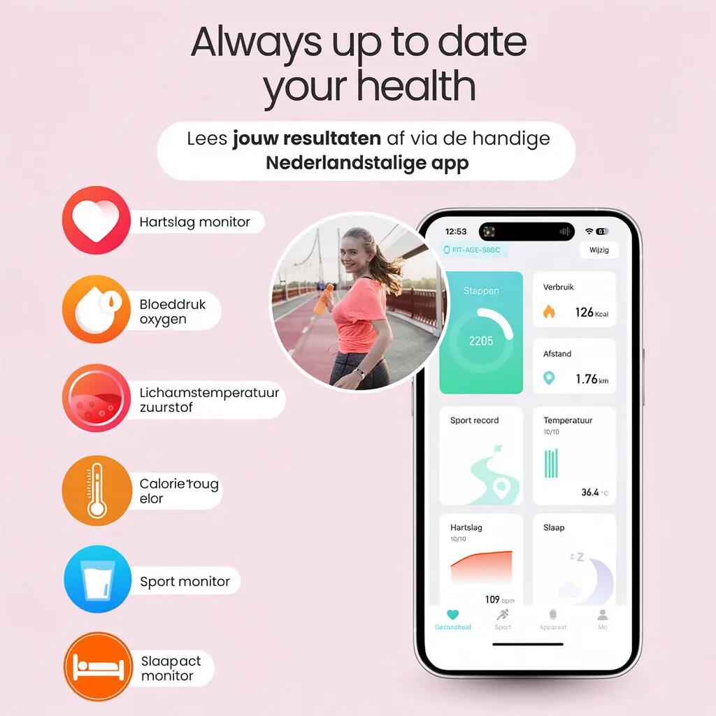 Smartwatch Vitéa – Hartslagmeter en 2 Bandjes 10/11