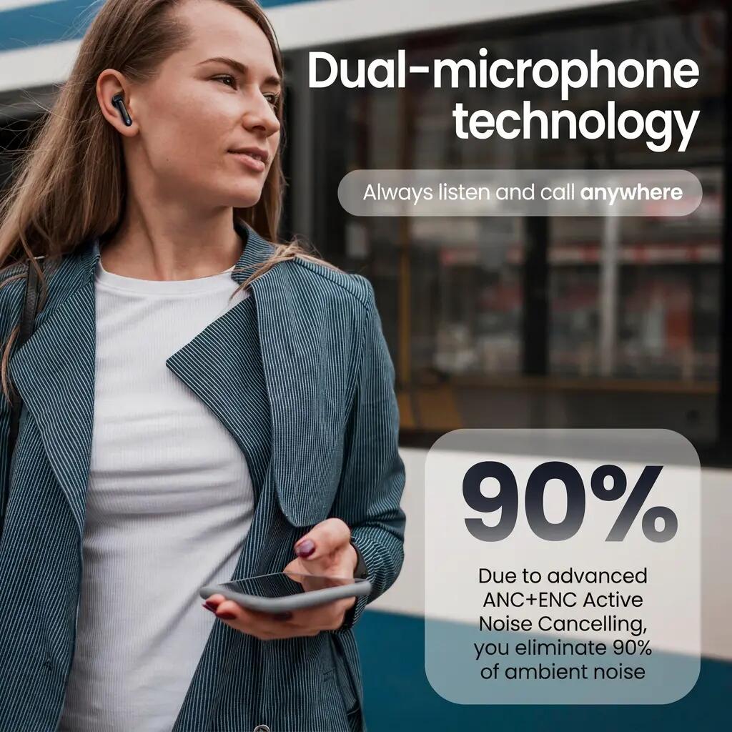 Oordopjes Bluetooth – ANC, ENC en Bluetooth 5.3 – Wit 2/11