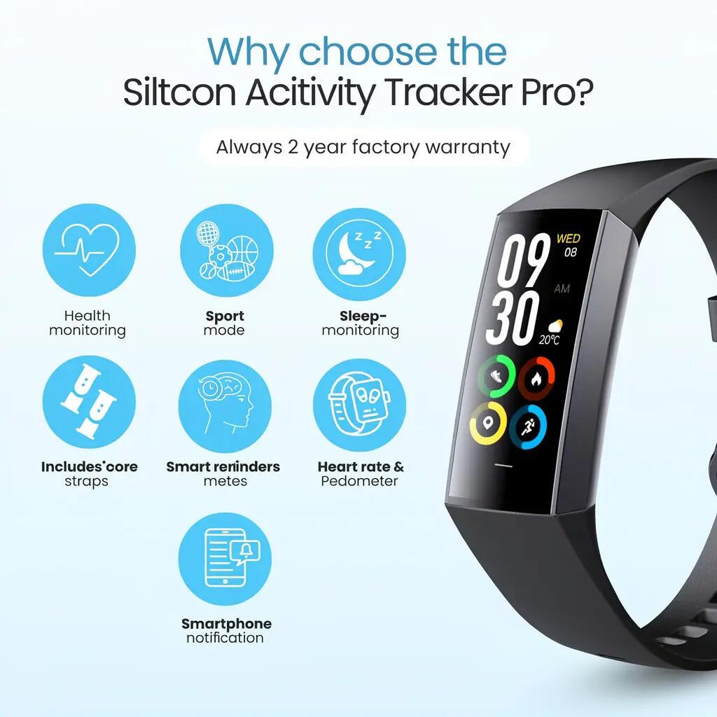 Bracelet d’activité Pro AMOLED cardiofréquencemètre 2 bracelets noir 7/14