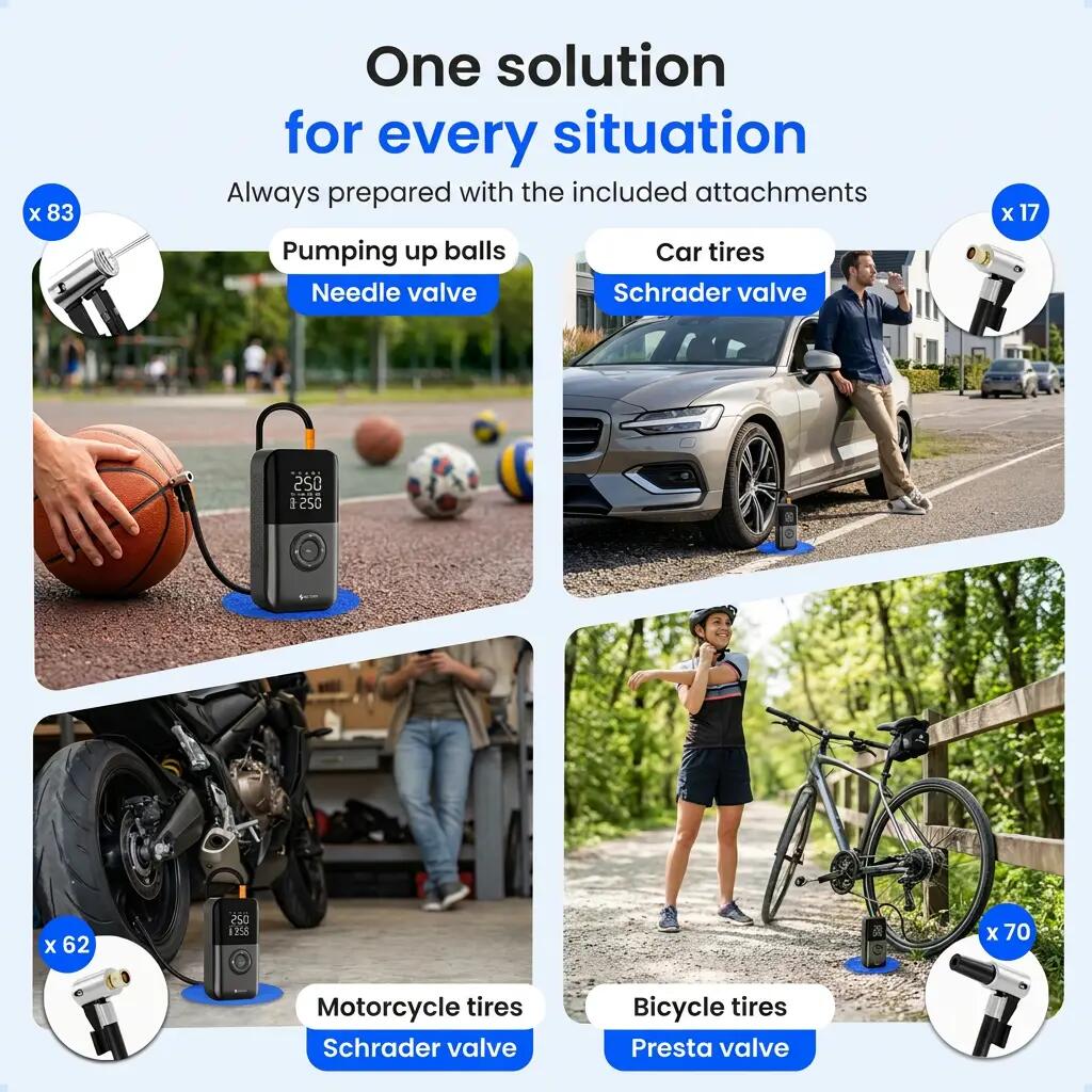 Elektrische bandenpomp 10,8 bar 35 l/min powerbank 8500 mAh 3/14