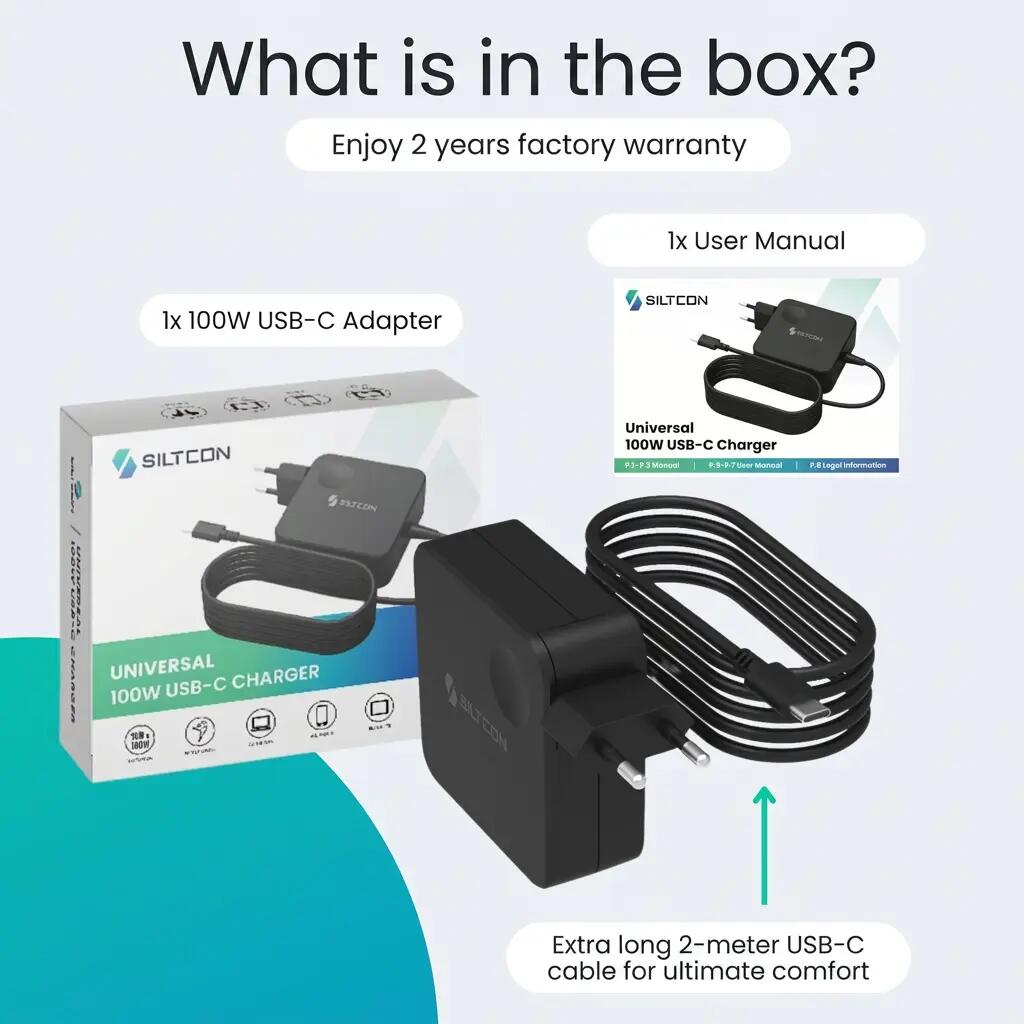 Oplader USB-C 100W V2 – Laptop, Tablet en Telefoon – 2m Kabel 11/11