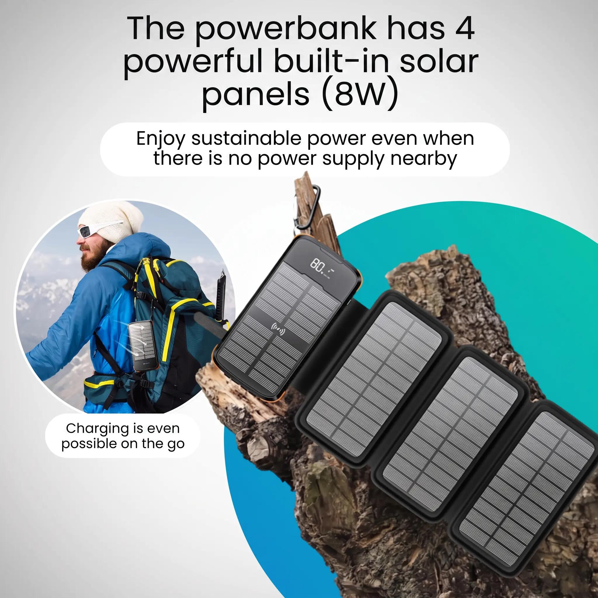Powerbank Solar 30000mAh - 22.5W - 4 Panelen 5/12