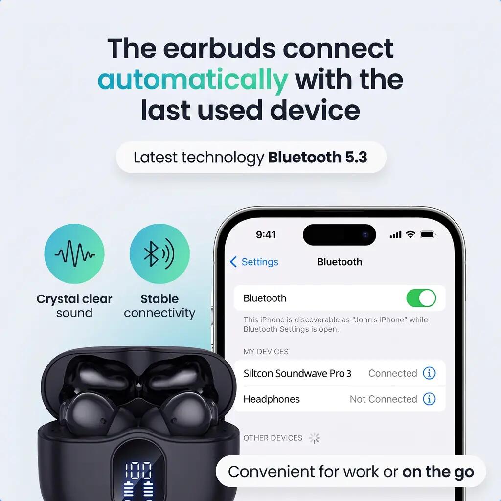 Oordopjes SoundWave Pro Sport – Bluetooth 5.3, ENC – Zwart 9/11