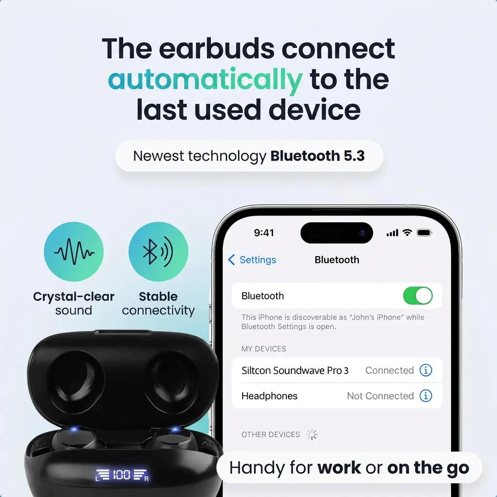 Oordopjes SoundWave Pro Sport – Bluetooth 5.3, ENC – Zwart 8/11