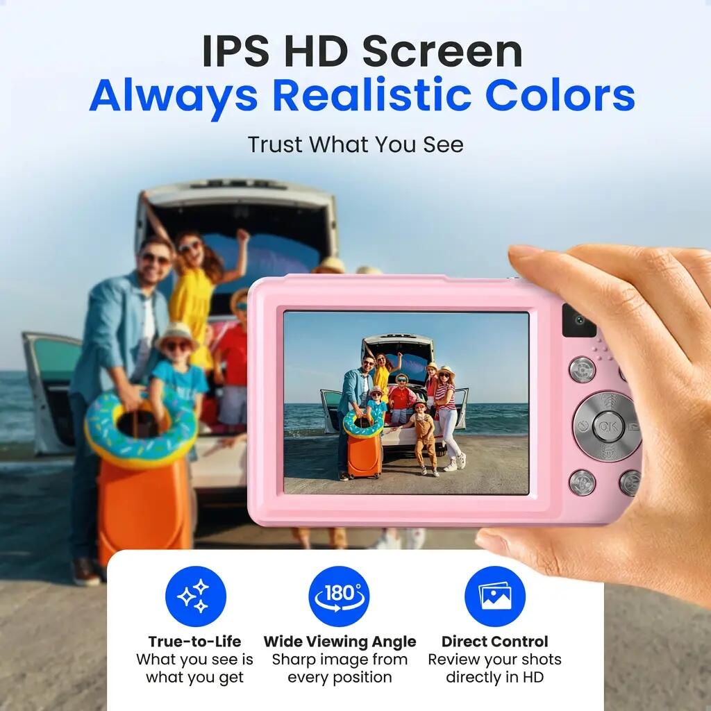 Digitale Camera 4K 64MP – Dual Lens, 16x Zoom, 64GB SD – Roze 8/11
